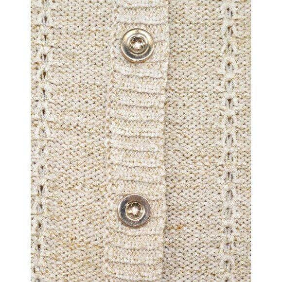 Charter Club Womens Gold Shimmer Cardigan Ethereal Twee Beige Normcore Pockets - Picture 6 of 10